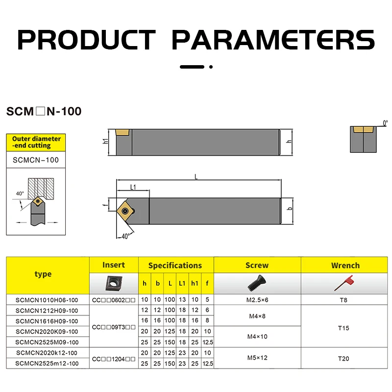 SCMCN1010 1212 1414 1616 2020 2520 Utensile per tornitura esterna Supporto per barra per tornio CNC Barra falciante per tornitura di metalli ad alta precisione