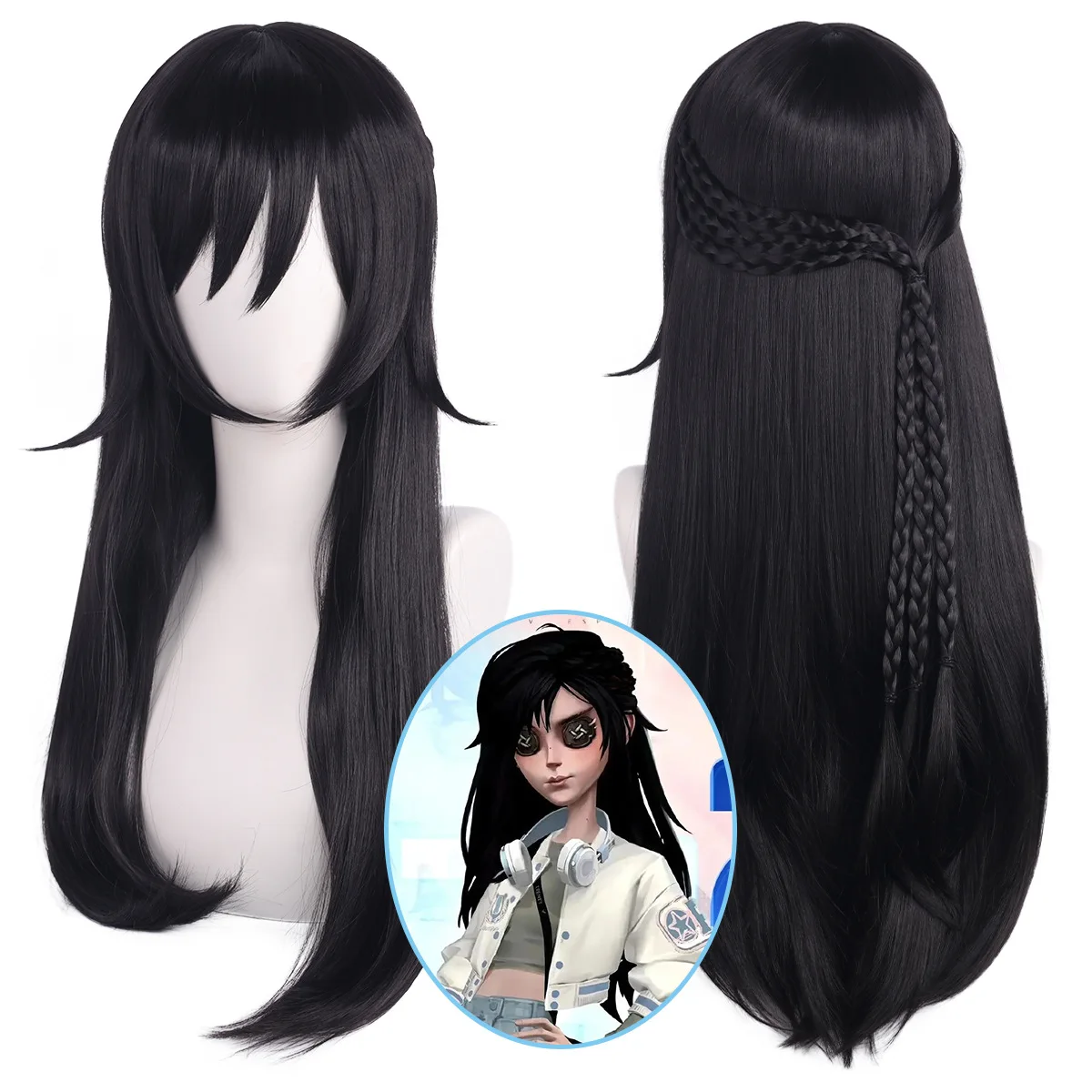 

Long Black Synthetic Wig Natural Straight Hair for Costume Party Cosplay Daily Use Heat Resistant Fiber