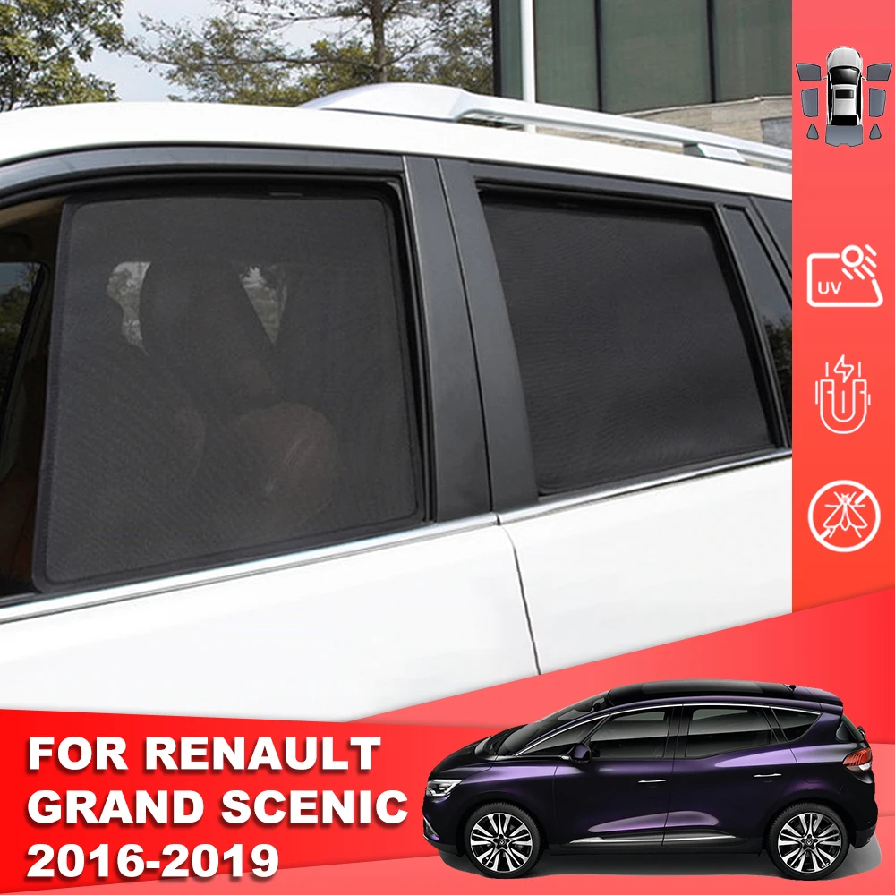 

Для Renault GRAND SCENIC Mk4 2016-2022 Магнитный автомобильный солнцезащитный козырек на лобовое стекло, шторка на заднее боковое детское окно, солнцезащитный козырек