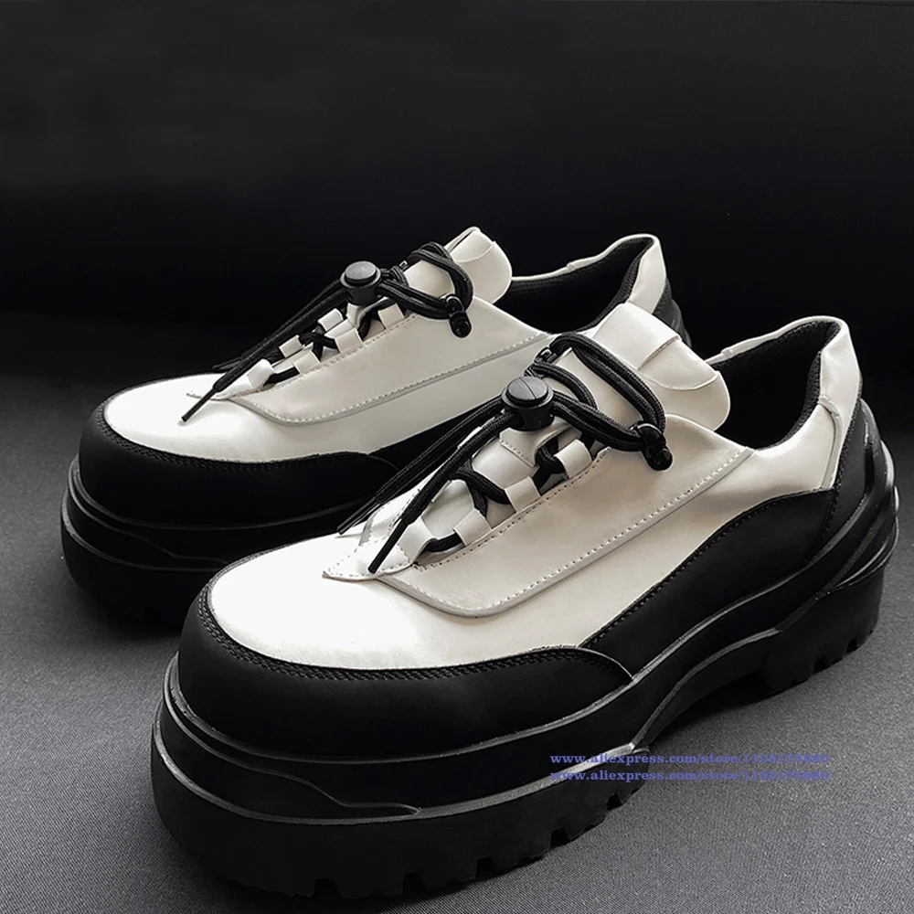 

Thick-Soled Derby Shoes for Men Round Toe Men's Shoes Soft Leather Height Increasing Men's Leather Casual Shoe Outdoor Men Shoes