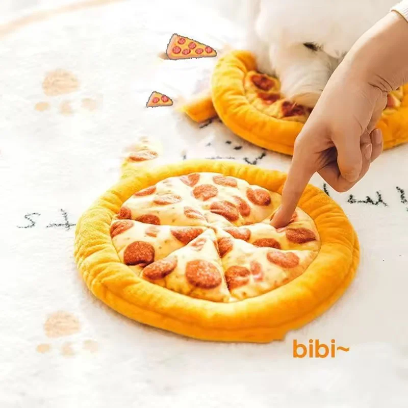 صديقة للبيئة دائم أفخم بيتزا لعبة الحيوانات الأليفة مع BB الصوت لطيف التفاعلية مضغ الأسنان لعبة قطار للكلاب القطط جرو هريرة العرض