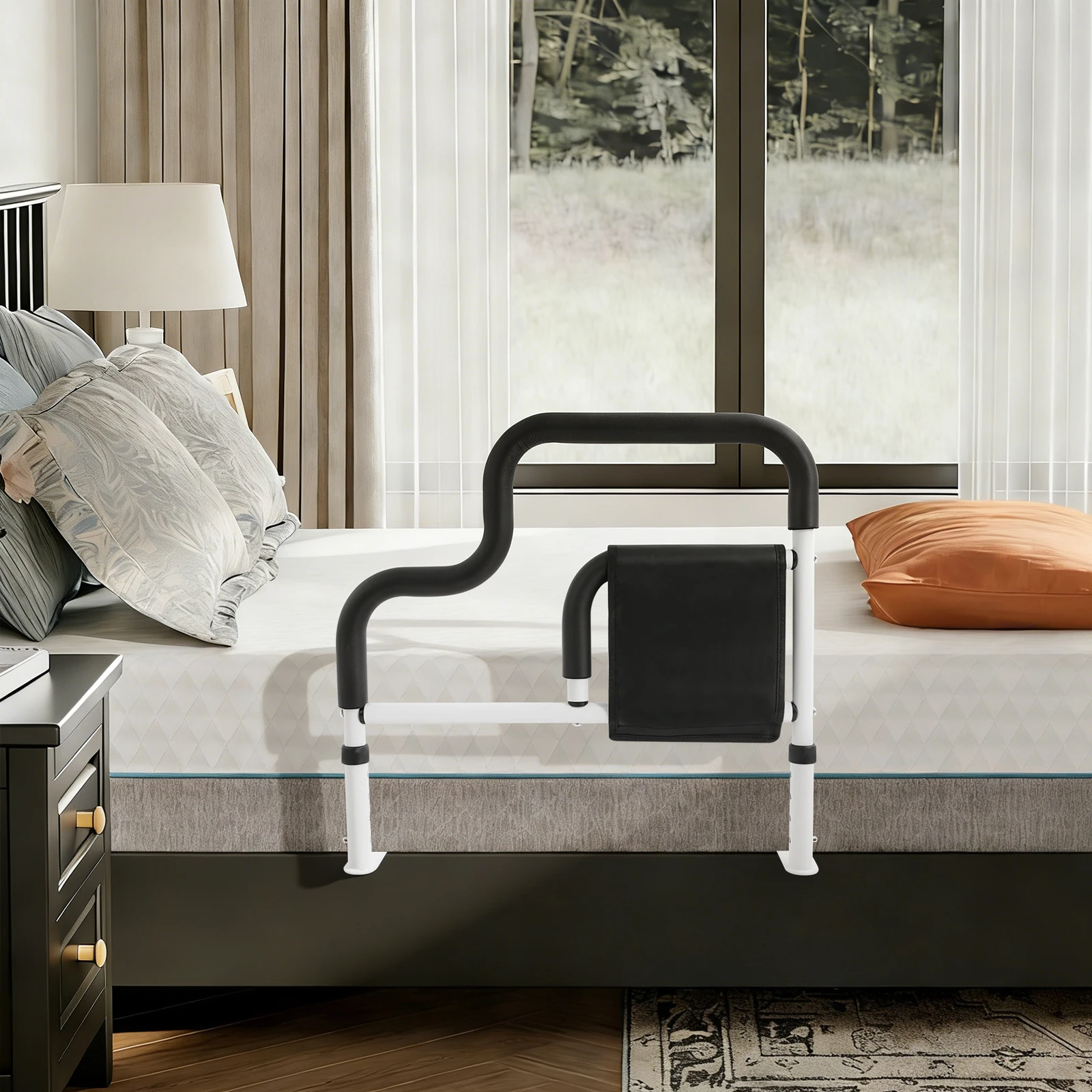 

Bedside Handrail Bed Safety Handrail Four-Position Height Adjustment Bed Rails for The Elderly Expectant Mothers Post-Operative Rehabbers