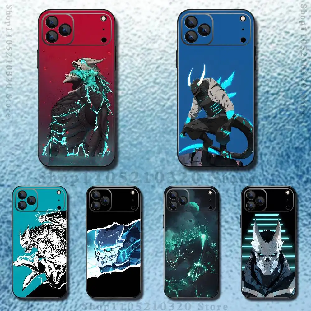 

K-Kaiju N-No. 8 Anime Phone Case For iPhone 17,16,15,14,13,12,11 ,Pro Max,XS,X,XR,SE,Mini,8,7,Soft Silicone Black Cover