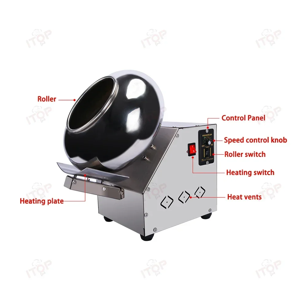 ITOP Chocolate Ball Maker Chocolate Coating Machine Chocolate Icing Machine Polishing/Rounding/Coating/Drying Food Processor