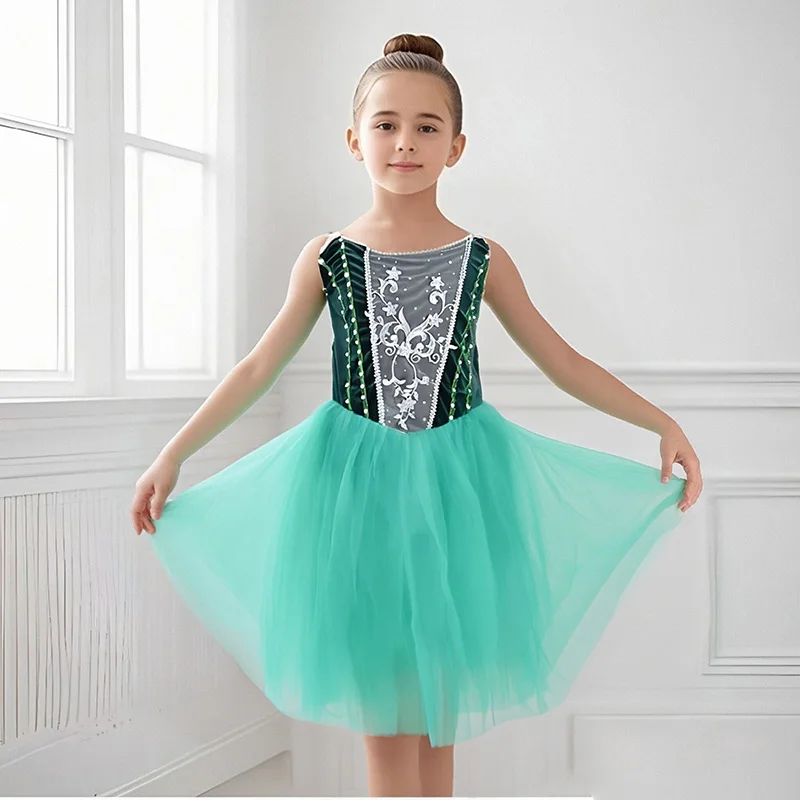 

Балетные трико для девочек, танцевальный купальник для малышей, блестящие юбки со снежинками, детское платье для косплея, костюм для сценических шоу