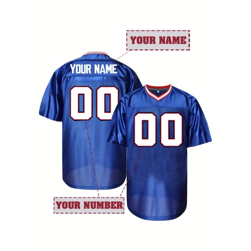 

Мужская футболка для регби на заказ, персонализированное имя и номер, дышащая футбольная рубашка с v-образным вырезом Buffalo и короткими рукавами, футболка Personnalisé