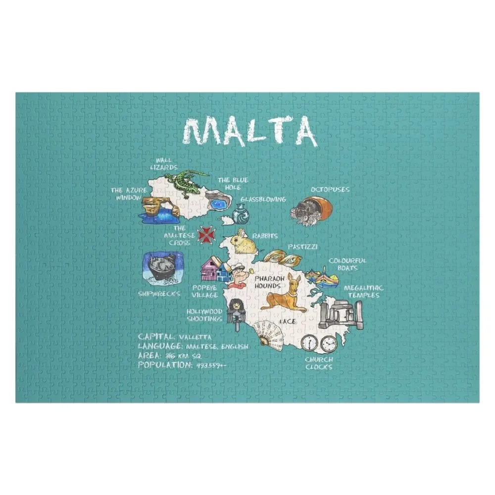 Malta - illustrated map Jigsaw Puzzle Name Wooden Toy Christmas Gifts Wooden Name Wooden Boxes Puzzle