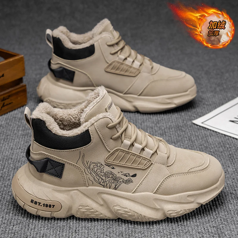 أحذية رياضية للرجال أحذية رياضية وترفيهية للرجال أحذية مبطنة بالقطن أحذية الكاحل العودة إلى الموضة القديمة المقاومة للاهتراء