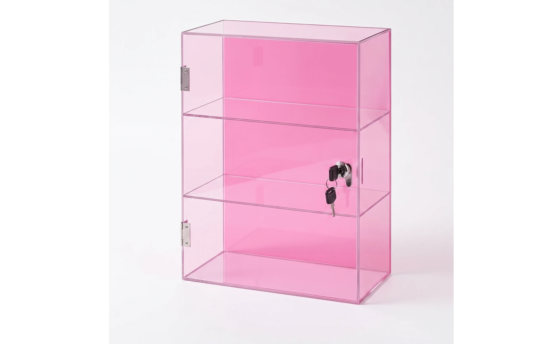 Lockable Acrylic Display Case 3-Tier Acrylic Display Case with Lock No Assembly Required Freestanding for Collectors, Countertop