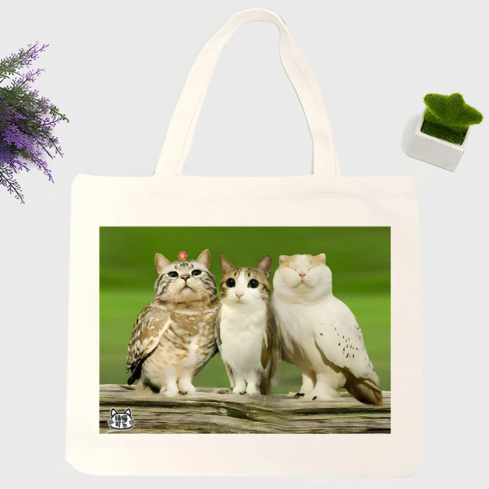 Cat Owl Brainrot Meowl Women Package Elegant Canvas Bag Handbags Shoulder Bags Casual Shopping Girls Handbag