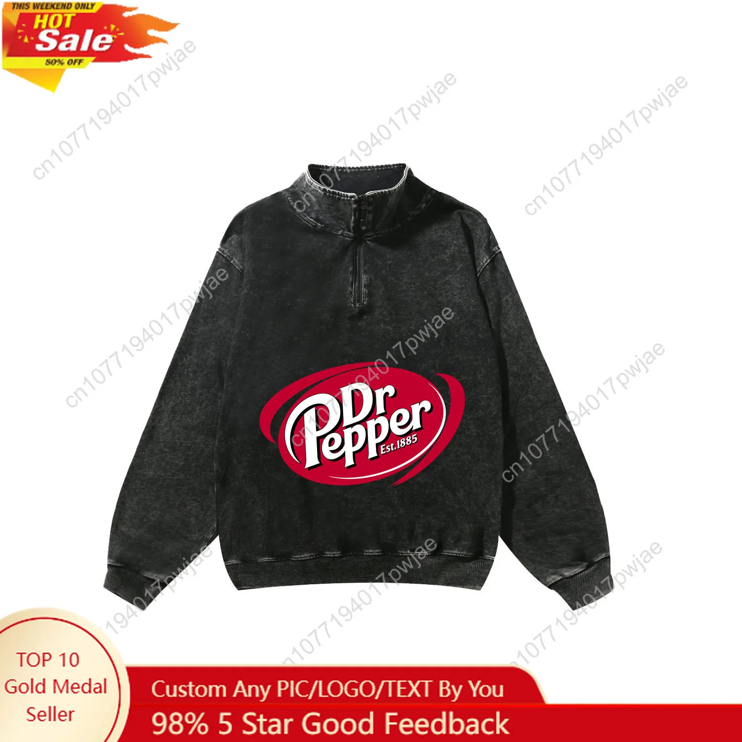

D-DR P-Pepper Custom Retro Sweatshirt Mans Womans Half Zipper Vintage Sweat Shirt Photo Custom Made Tops
