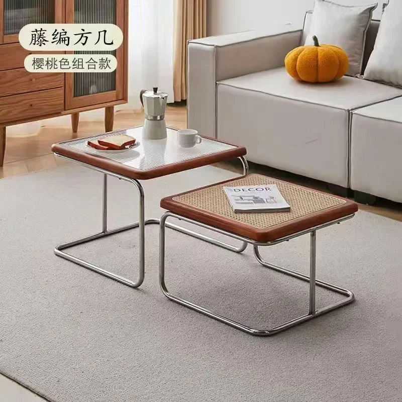 

Антикварный чайный столик из ротанга для гостиной, дома, небольшой боковой комбинированный светильник, роскошный простой чайный столик, диван, боковой журнальный столик