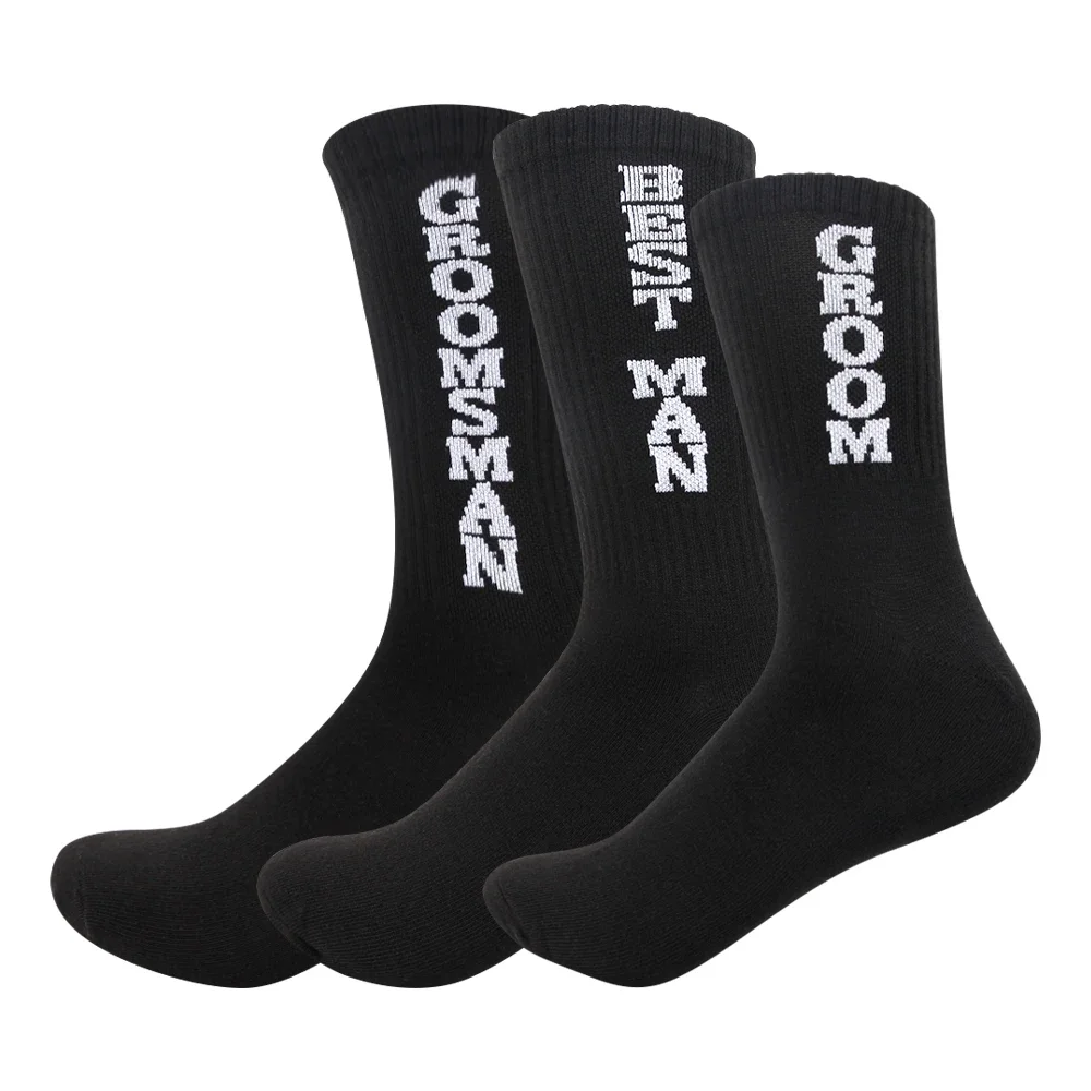 Creative Cotton Socks for Grooms and Groomsmen 2021 New Breathable and Shaping Fashion Sock for Male Wedding Anti-friction Socks