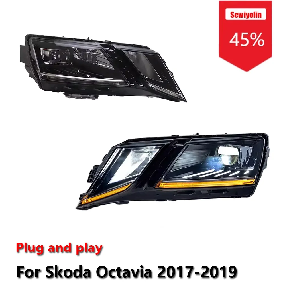 

Sewiyolin Car LED Upgrade Headlight Accessories For Skoda Octavia 2017-2019 DRL Brake Turn Signal Lamp Plug and Play