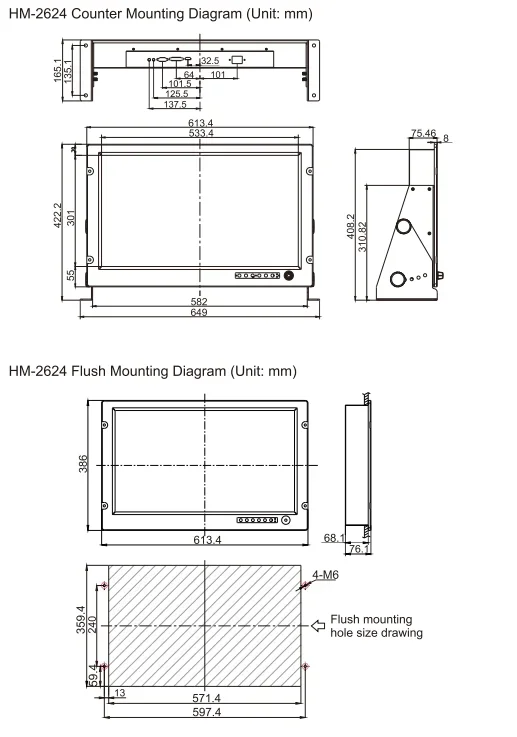 شاشة XINUO Marine مقاس 24 بوصة TFT LCD ملونة بحرية وشاشة عرض للرادار/السونار/مكتشف السمك/صدى الصوت/البوصلة/الراسمات