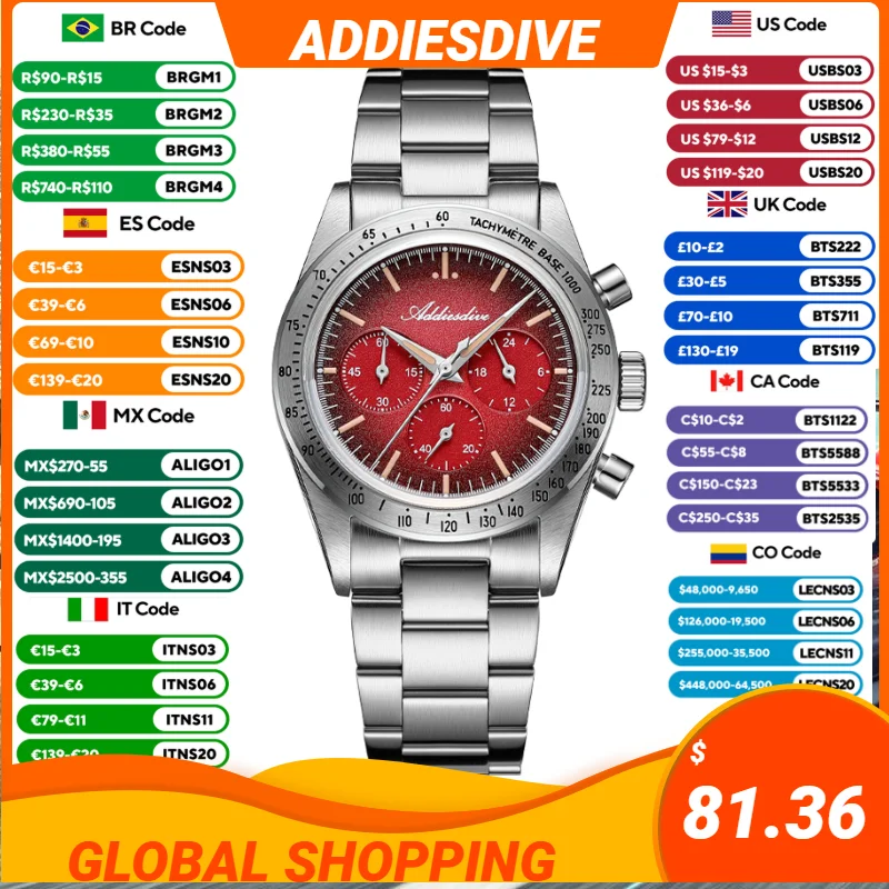 Luxury Watch Level - ADDIESDIVE AD2552 Chronograph Bubble Mirror Glass