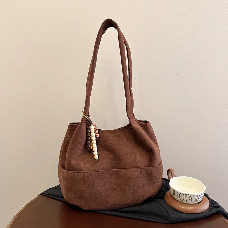 Tas Selempang Matte Musim Gugur 2025, Tas Vintage Luas untuk Wanita, Tas Selempang Dumpling untuk Kerja, Tas Serbaguna untuk Siang dan Malam