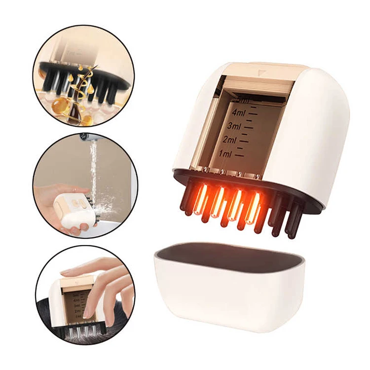 

2025 New Horn Comb Teeth Electric Hair Scalp Oil Applicator and Scalp Massage Brush Waterproof Hair Oil Dispenser With Red Light