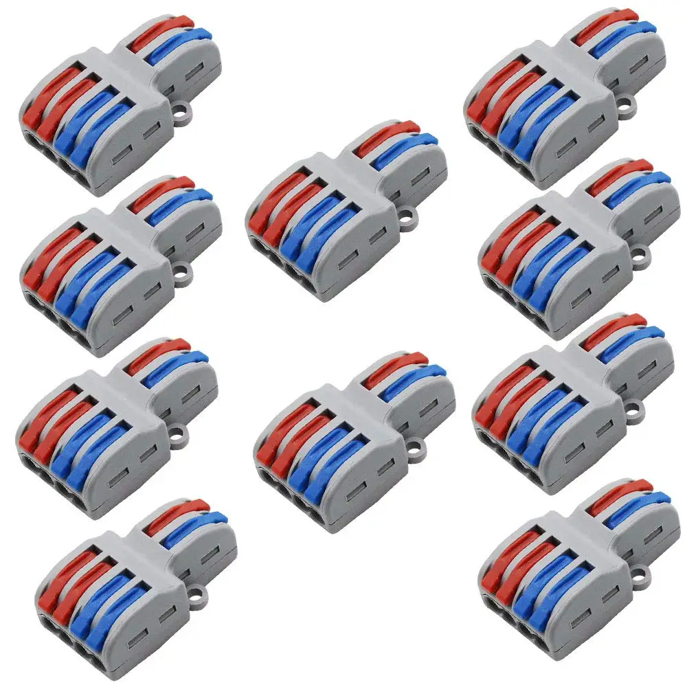 10PCS Mini Fast Wire Connector Universal Wiring Cable Connector Push-in Conductor Terminal Block Quick Splice  2 in 4 Out/6 Out