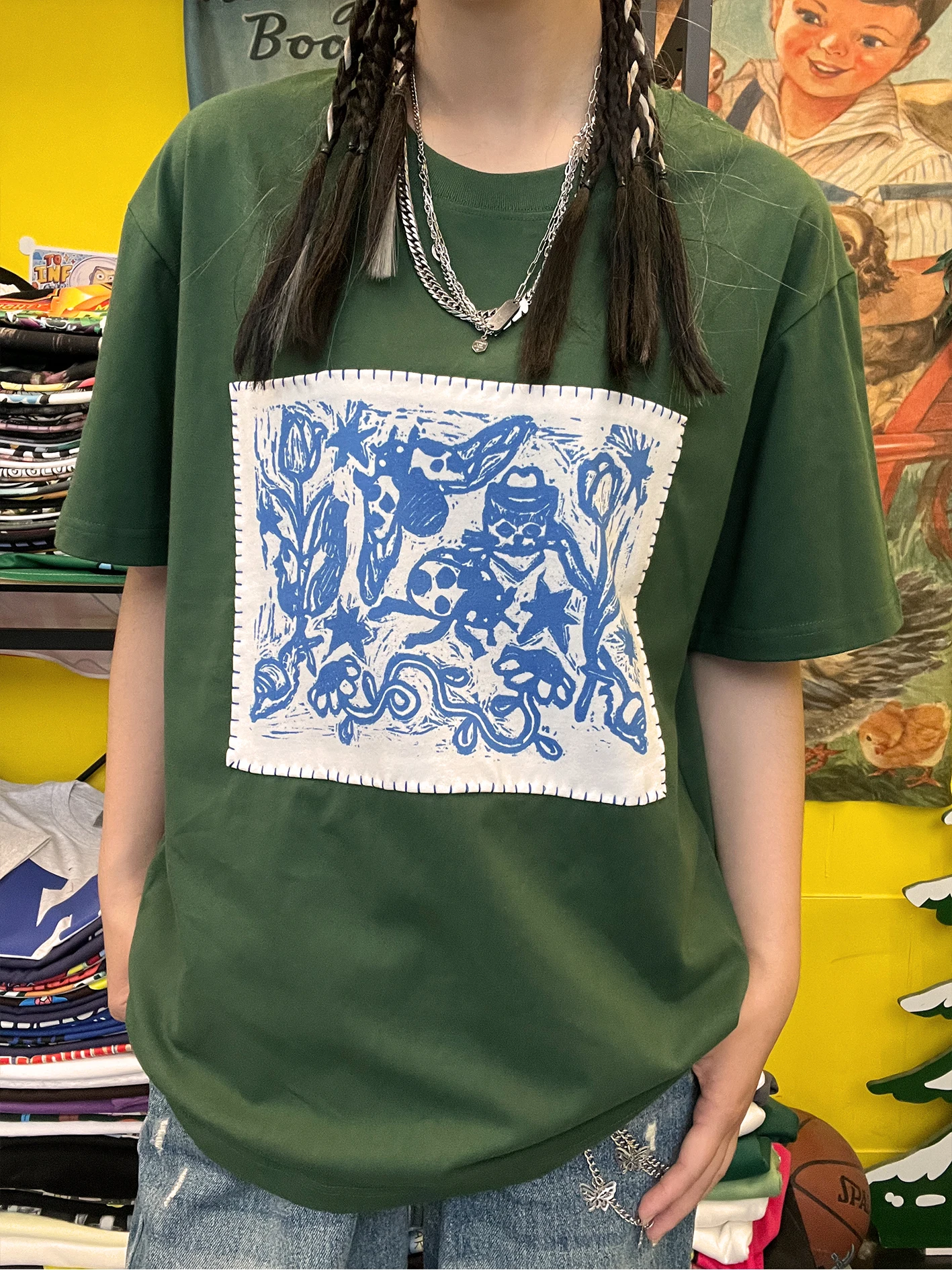 重量感のある260g手縫い半袖tシャツ-カレッジスポーツスタイル-カジュアルファッション-夏2025-ヴィンテージスカルデザイン