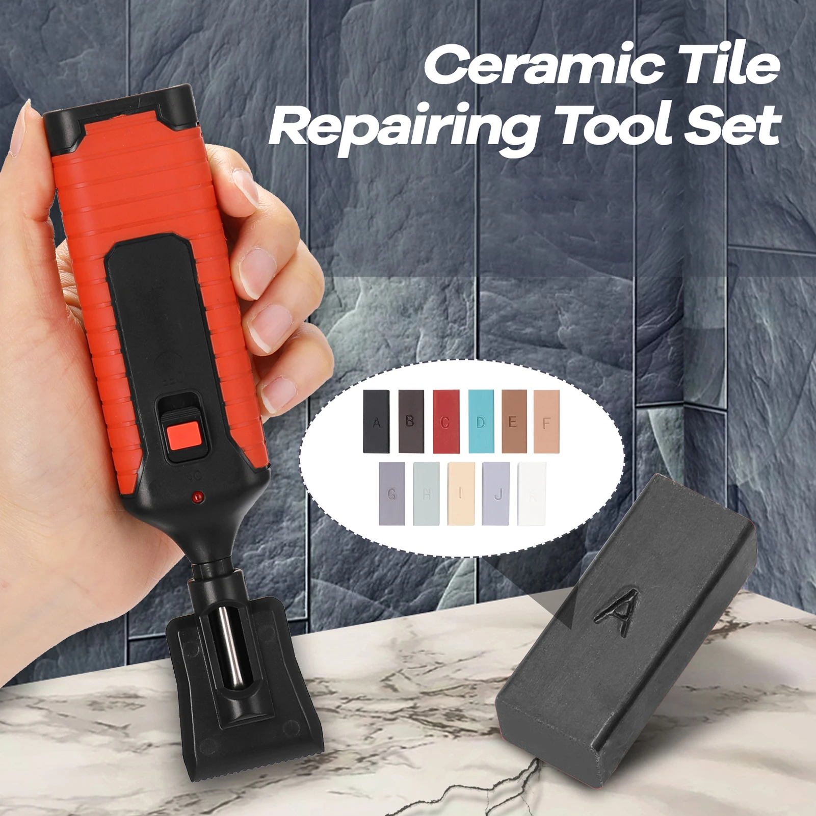 DIY Ceramic Tile Scratch Repair Set - 11 Wax Bars Crack Fill Tool with Storage Box for Home Use