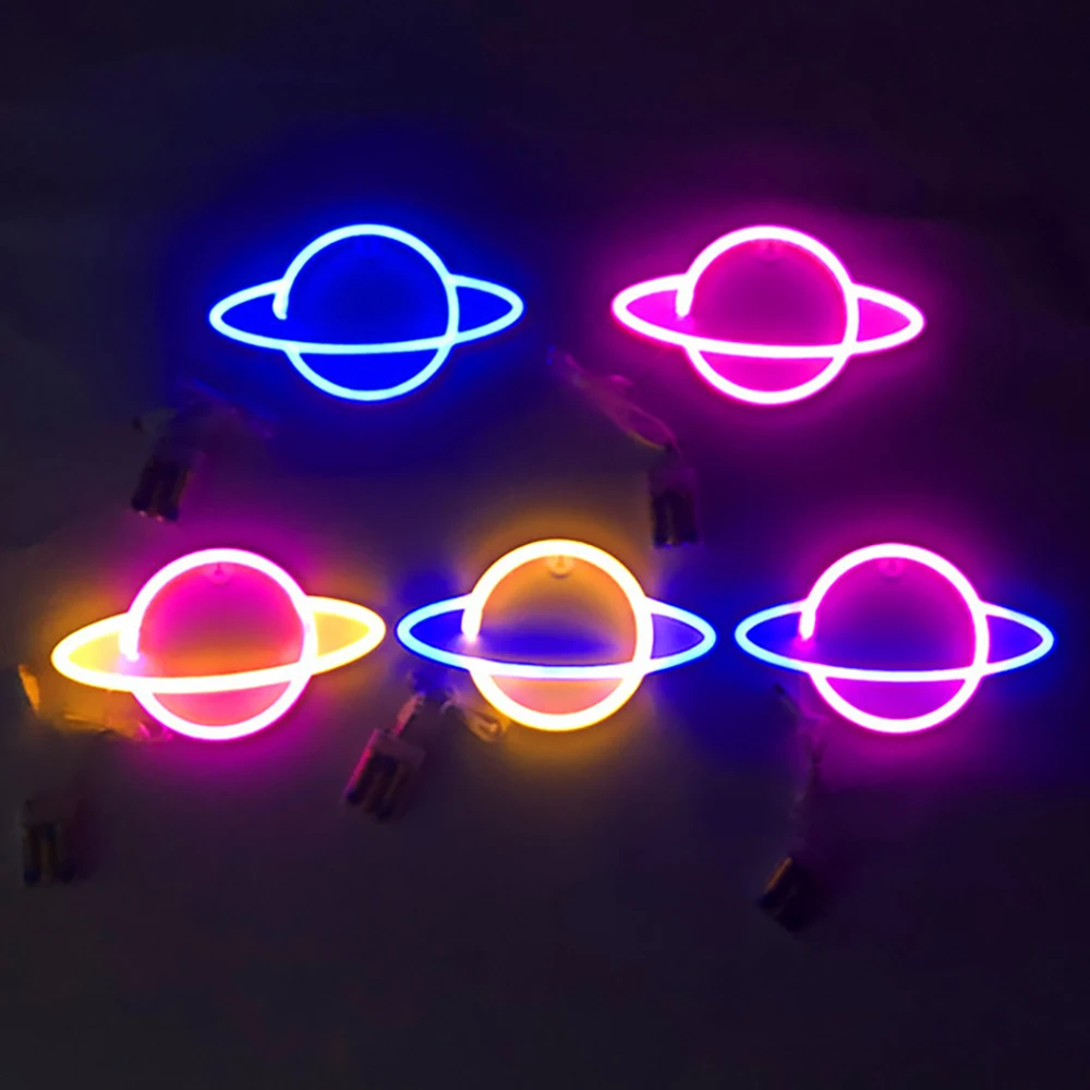 Night Light Battery/USB Operated LED Planet Neon Cosmic Modeling Light for Christmas Room Party Holiday Gift Bedroom Decoration