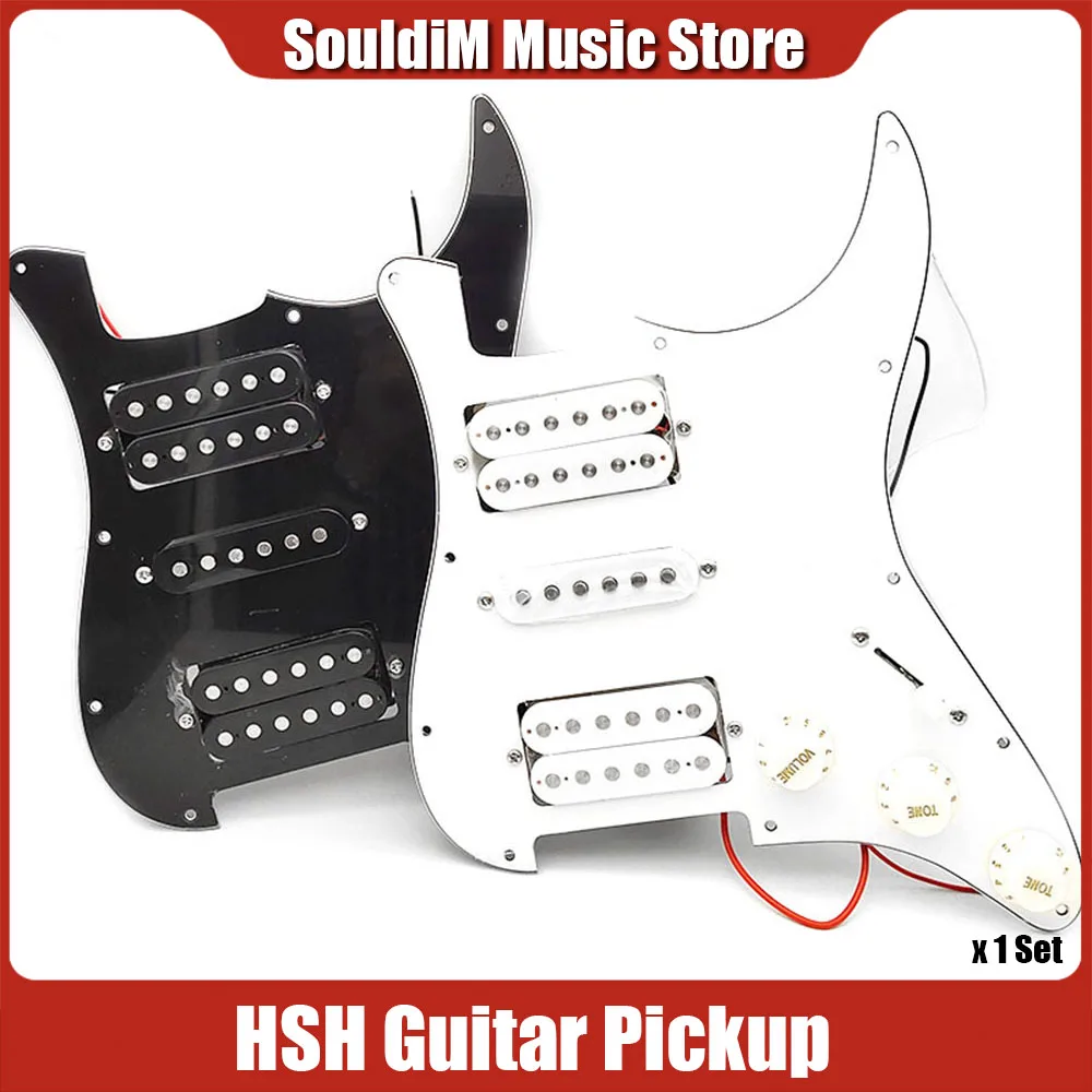 1SET Loaded Prewired Electric Guitar Pickguard 11 Hole Hsh Pickups Pre Wired Single-Coil Humbucker Magnet Pickups