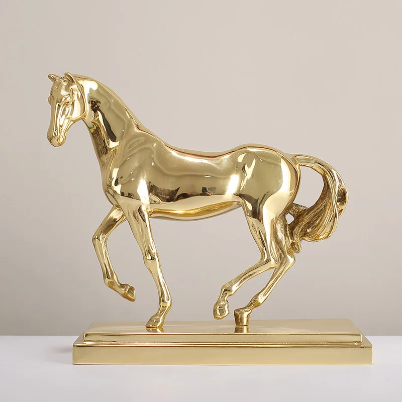 

Pure Copper Horse Success Ornament Luxury High end Decor for Office Living Room Wine Cabinet Housewarming Gifts