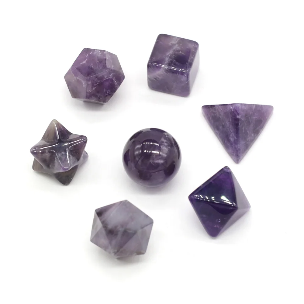 

7PCS/Set Natural Stone Amethyst Reiki Heal Crystal Gem Chakra Home Decoration Magic Repair Healing Specimen Jewelry Ornament Set