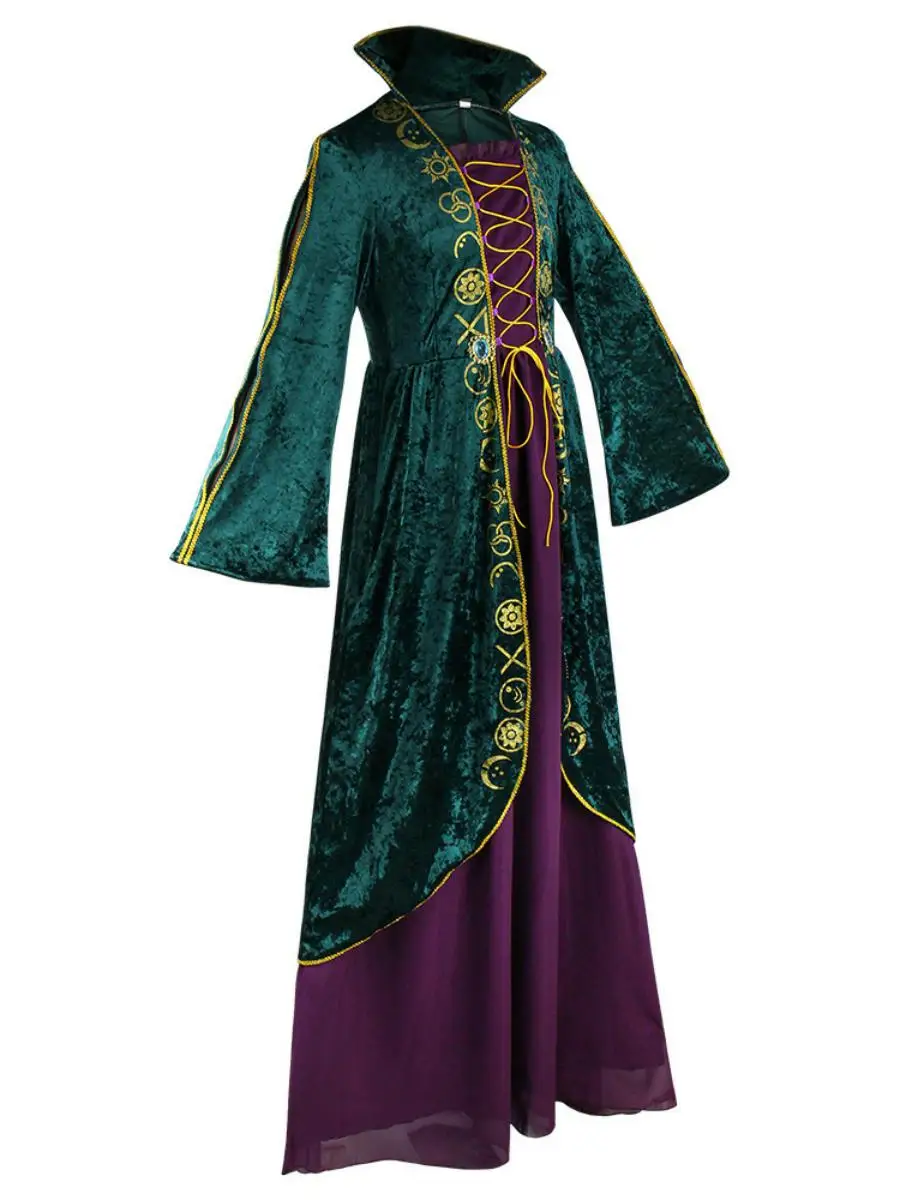 ชุดคอสเพลย์แม่มดวิลลี่เฟรด ดร. ยุคกลาง สำหรับการแสดงบนเวที ชุดแฟนซีผู้หญิงสำหรับวันฮาโลวีน ผ้าฝ้าย สมจริงตามยุค