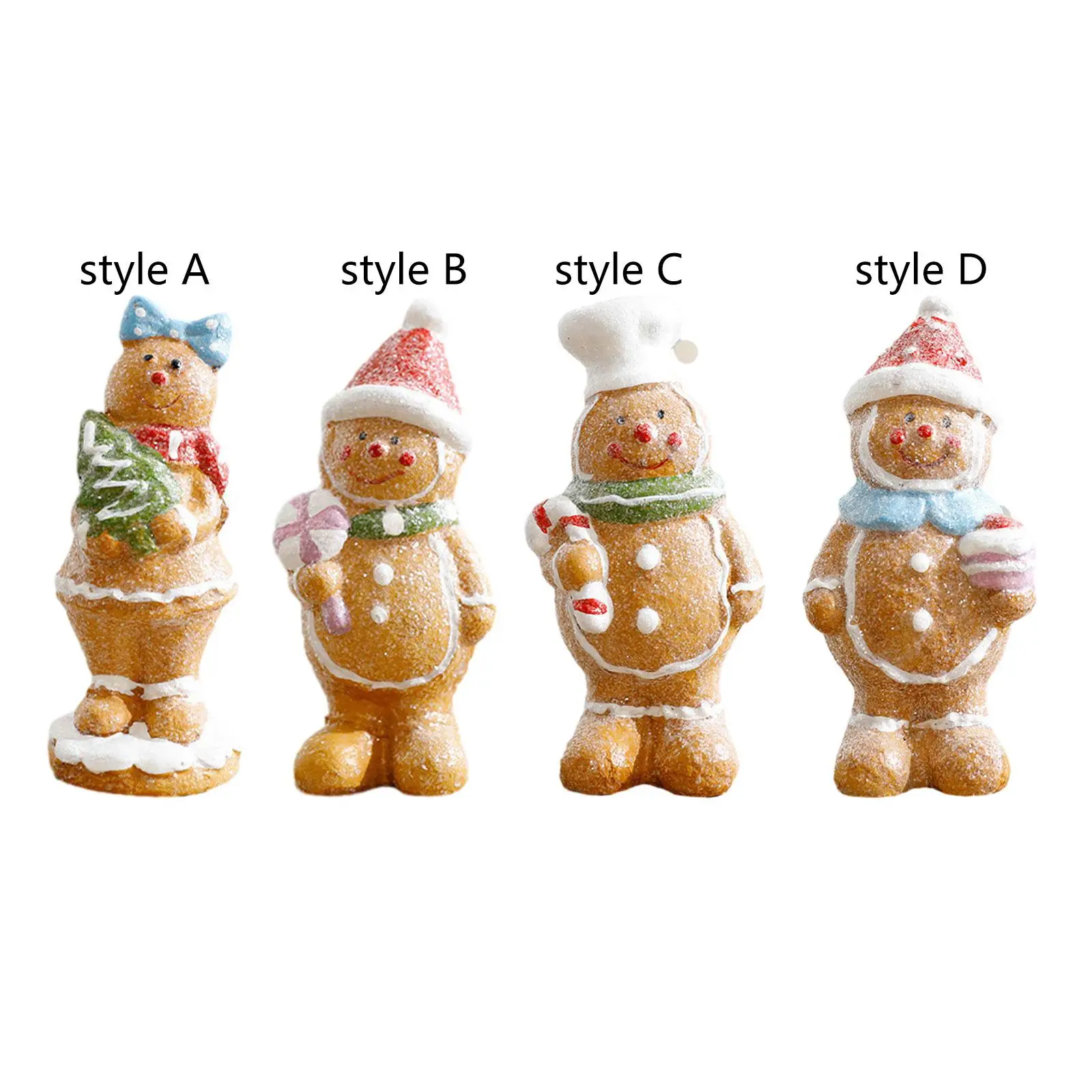 Christmas Gingerbread Man Figure Ornament Photo Prop Lovely Ceramic Figurine for Shop Window Decor Accessory