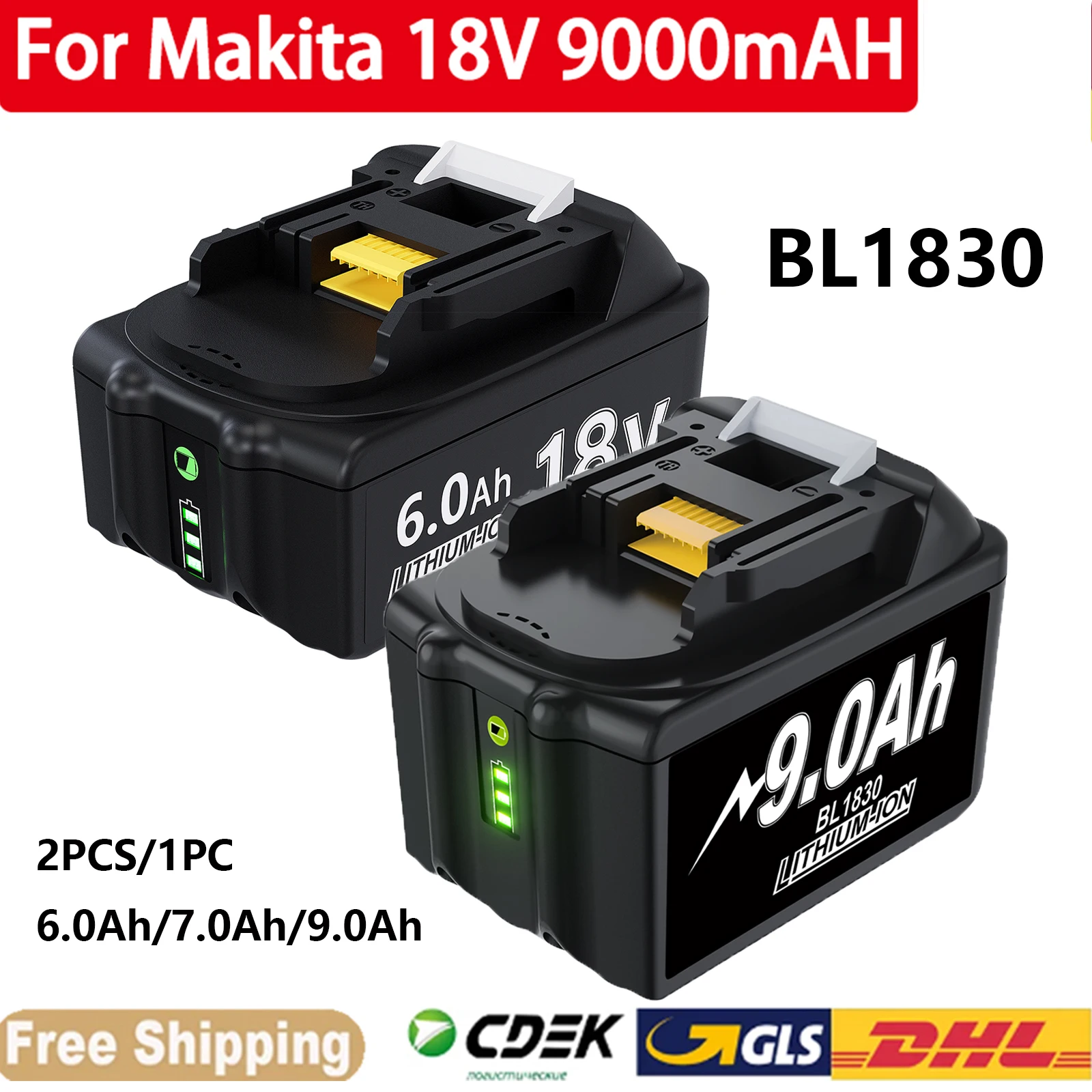 

BL1830 Battery 9.0Ah/7.0Ah/6.0Ah For makita 18V Battery Rechargeable power BL1850 BL1840 BL1815 BL1860 Replacement LithiumBatter