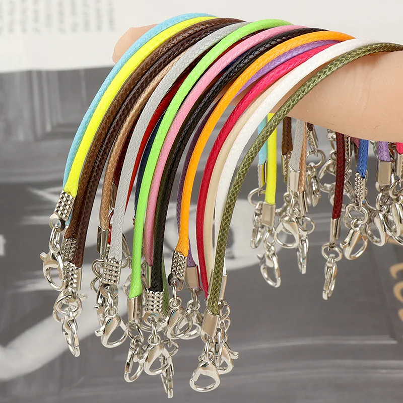 

Korea colored wax thread 15cm short bracelet rope double-headed lobster buckle lanyard DIY handmade jewelry accessories