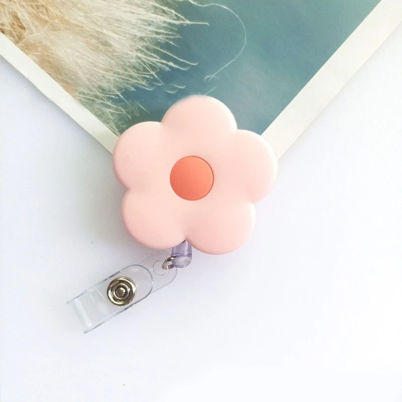 2023 New Flower Telescopic Buckle Creative Cute Cartoon Easy Pull Buckle Portable And Practical Work ID Card Lanyard Clip