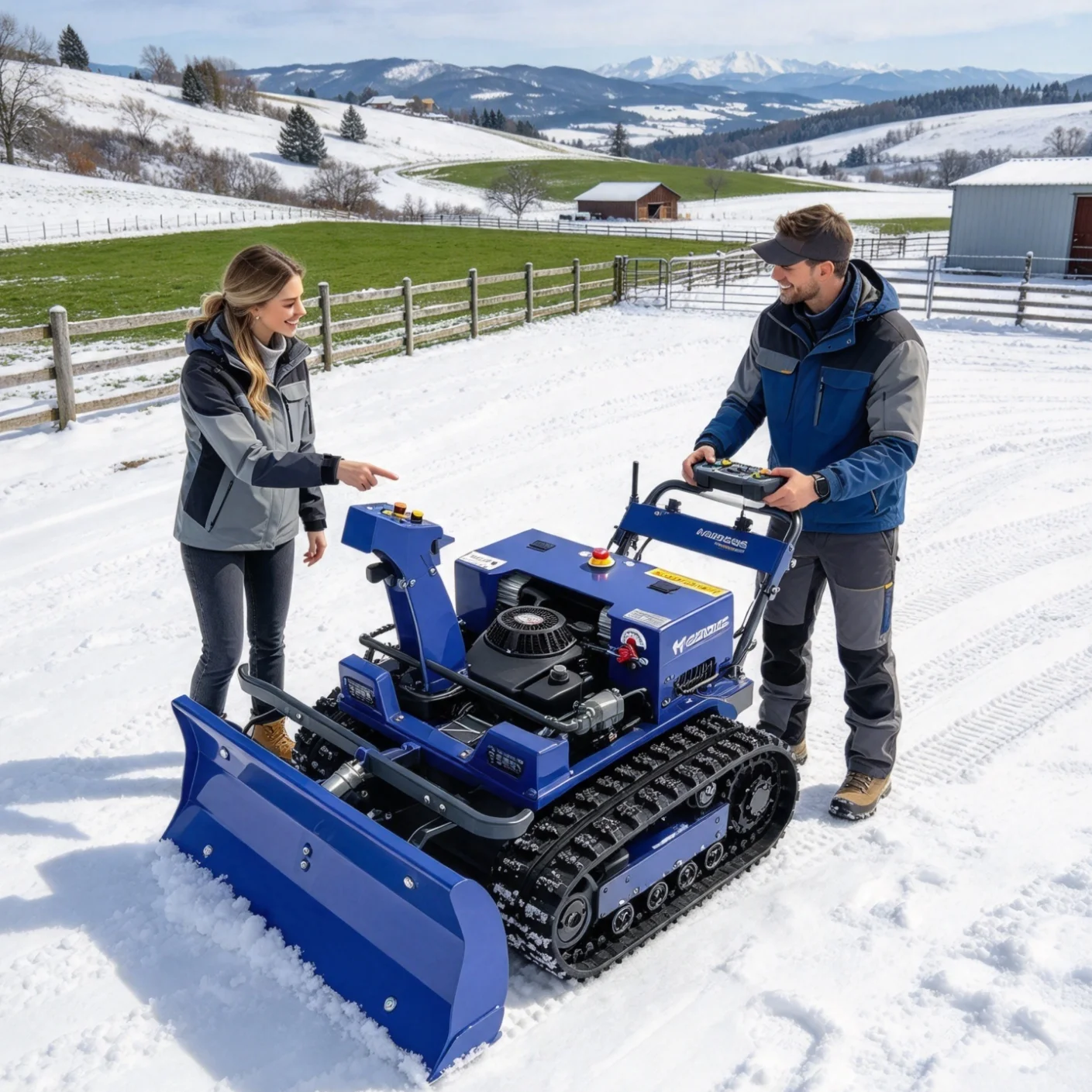 Customized Remote Control Lawn Mower removes weeds between tea terraces, protects tea tree roots and covers soil