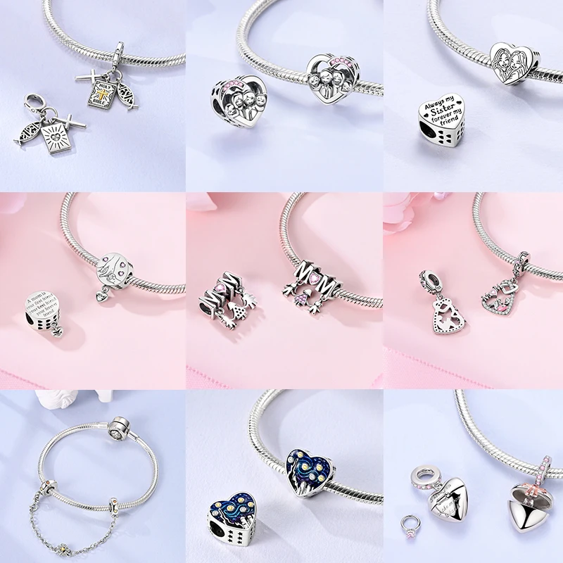 925 Sterling Silber Charm Herz Elefant Baum Reise-Perlenanhänger Passend für Europäische Armbänder DIY Damenschmuck Geschenk 2026 – Detail 8
