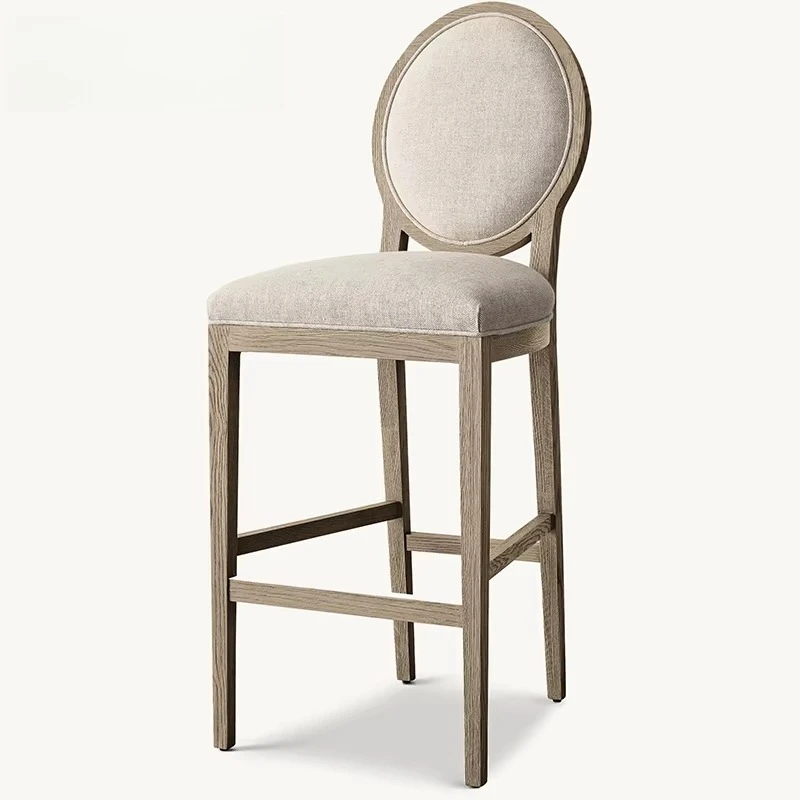American Solid Wood Bar Chair Modern Medieval High Back Bar Stool Kitchen Antique Home Wicker Rattan High Chair