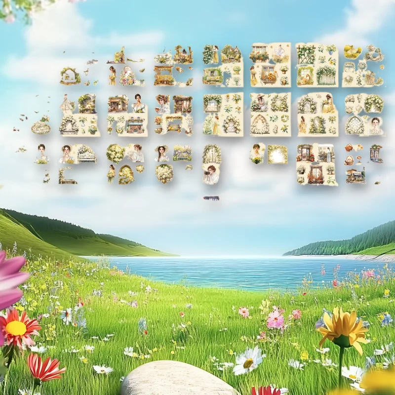 

50 Sheets/pack Book for Scene Collage Cross Border INS Hand Account DIY Material Dreamy World Series Die Cut Sticker