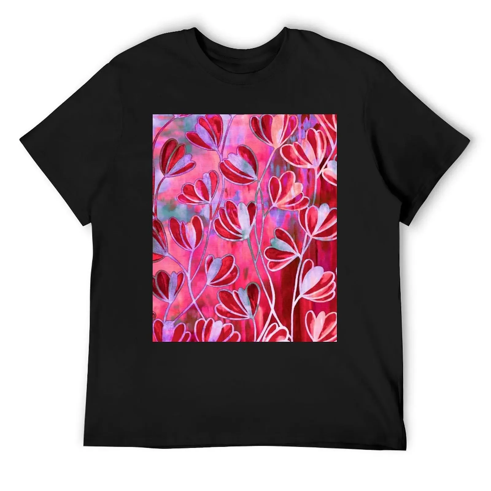 

EFFLORESCENCE FOREVER GIRLY Bubblegum Pink Magenta Red Lavender Purple Floral Garden Watercolor Painting Pattern Flowers T-Shirt