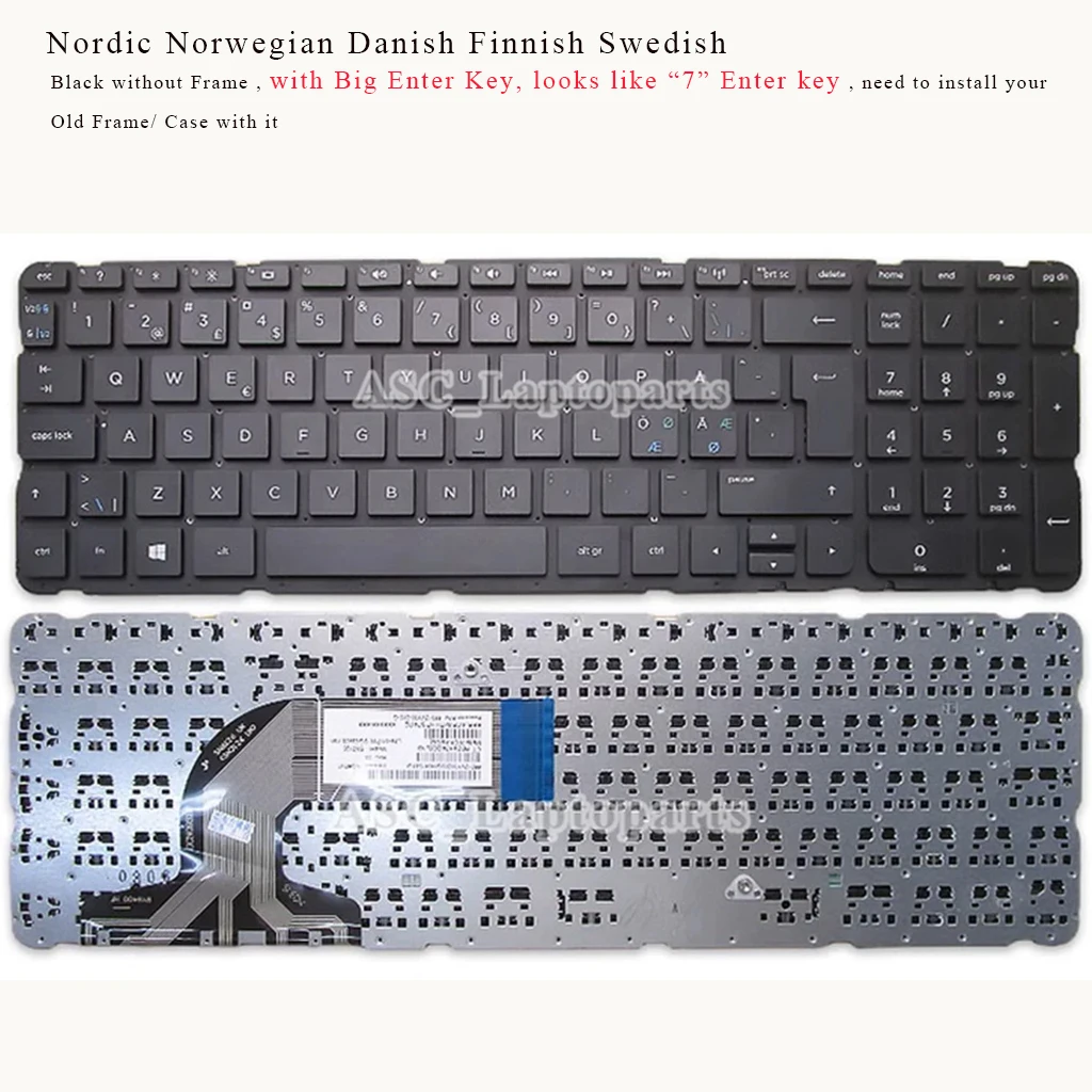 New Norwegian Swedish FI Danish Keyboard For HP Pavilion 15-n216eo 15-n216so 15-n217eo 15-n217 15-n268eo 15-n274eo 15-n277eo BLK