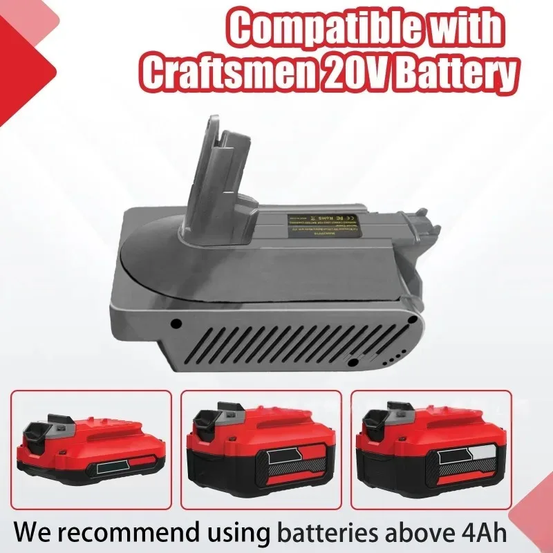 Battery Adapter MAN20V10 To Convert for Craftsman 20V Lithium-ion Batteries for Use with For Dyson V10 Series Vacuum Cleaners