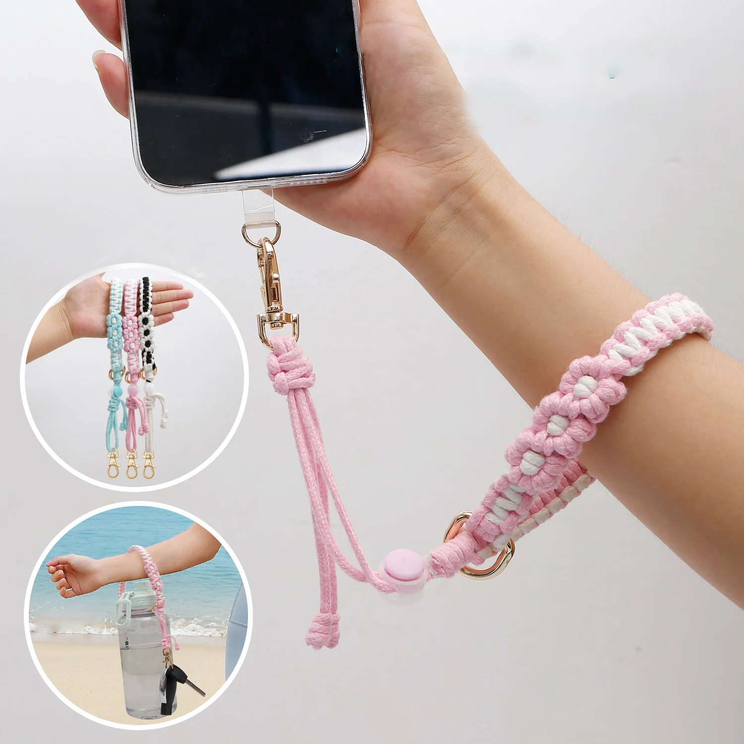 Adjustable Phone Charms Mobile Phone Lanyard Anti-Lost Wrist Rope Hand-Woven Phone Strap Smartphone Chain Water Cup Rope