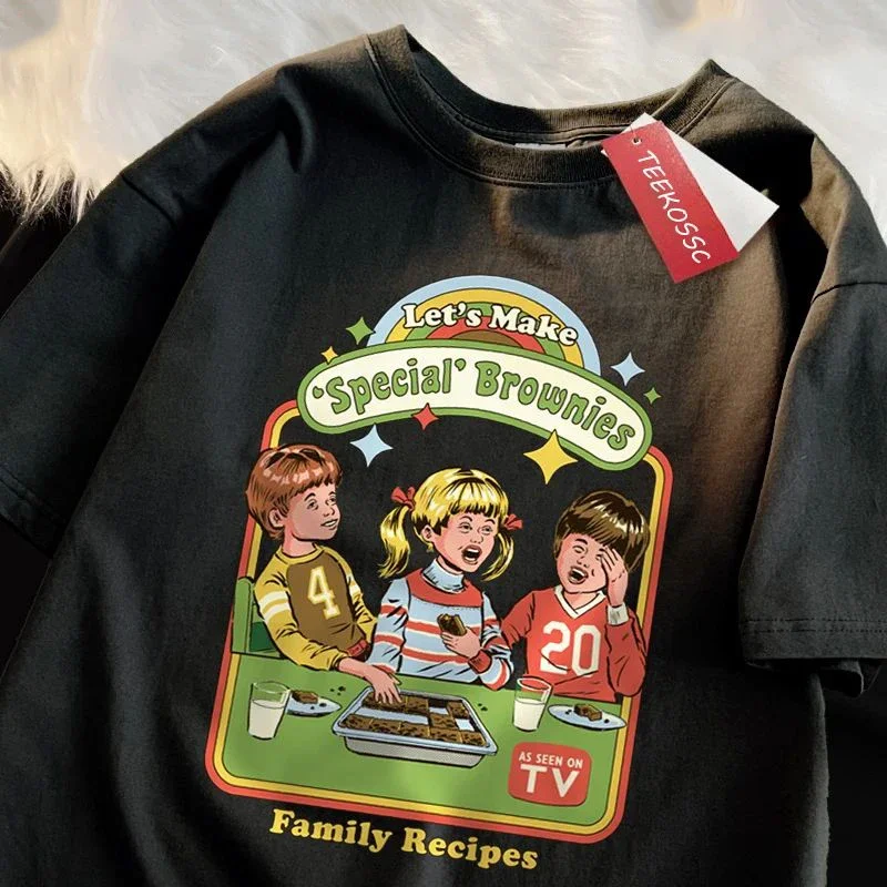 Camiseta Y2k de manga corta con cuello redondo, ropa para hombre, camisetas nuevas, Camisetas para hombre, Camisetas Let'S Make Brownies, recetas familiares 25951