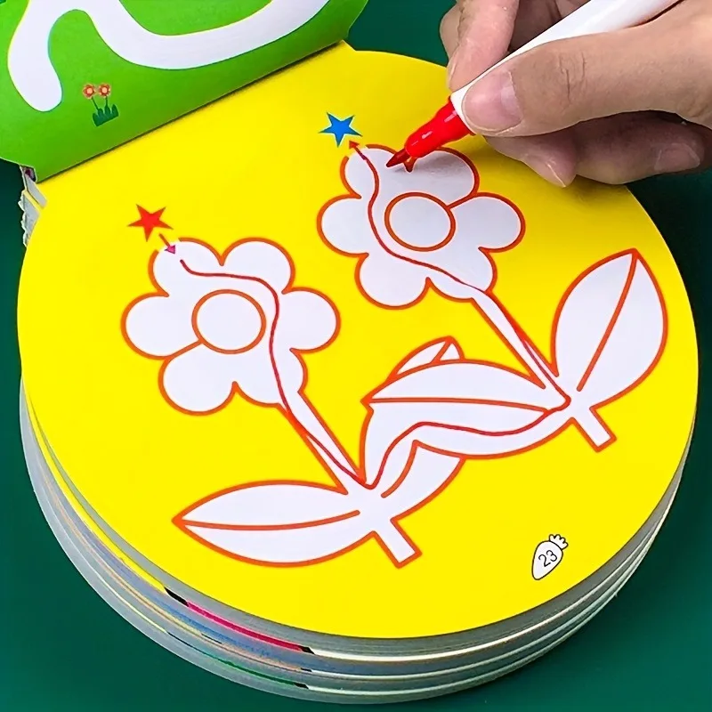 Drawing Graffiti Activities Interactive 120 Pages Kids' Circular Coloring Book with Maze Games Learning Tool for Toddlers