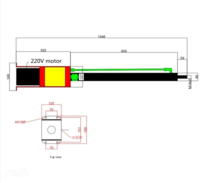 Telescopic electric linear actuator stroke 600 mm Road safety barrier Fixed road pile tethering mechanism