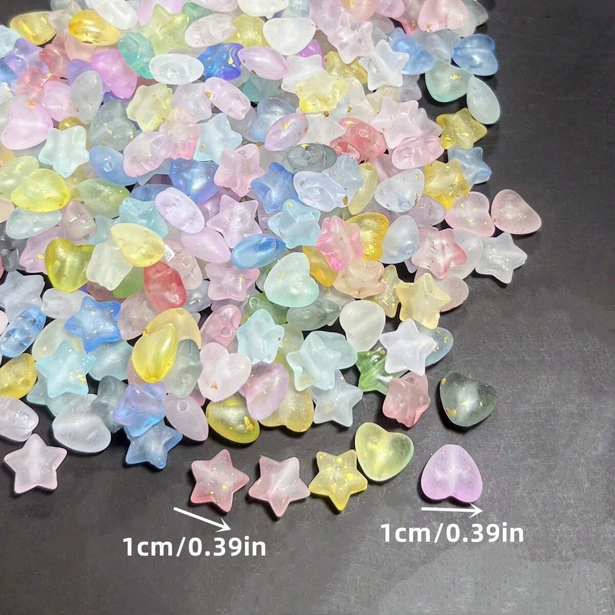 10mm 305/155pcs Random Styles Mixing Five Pointed Star and Peach Heart Cute Assorted Beads Used for DIY Making