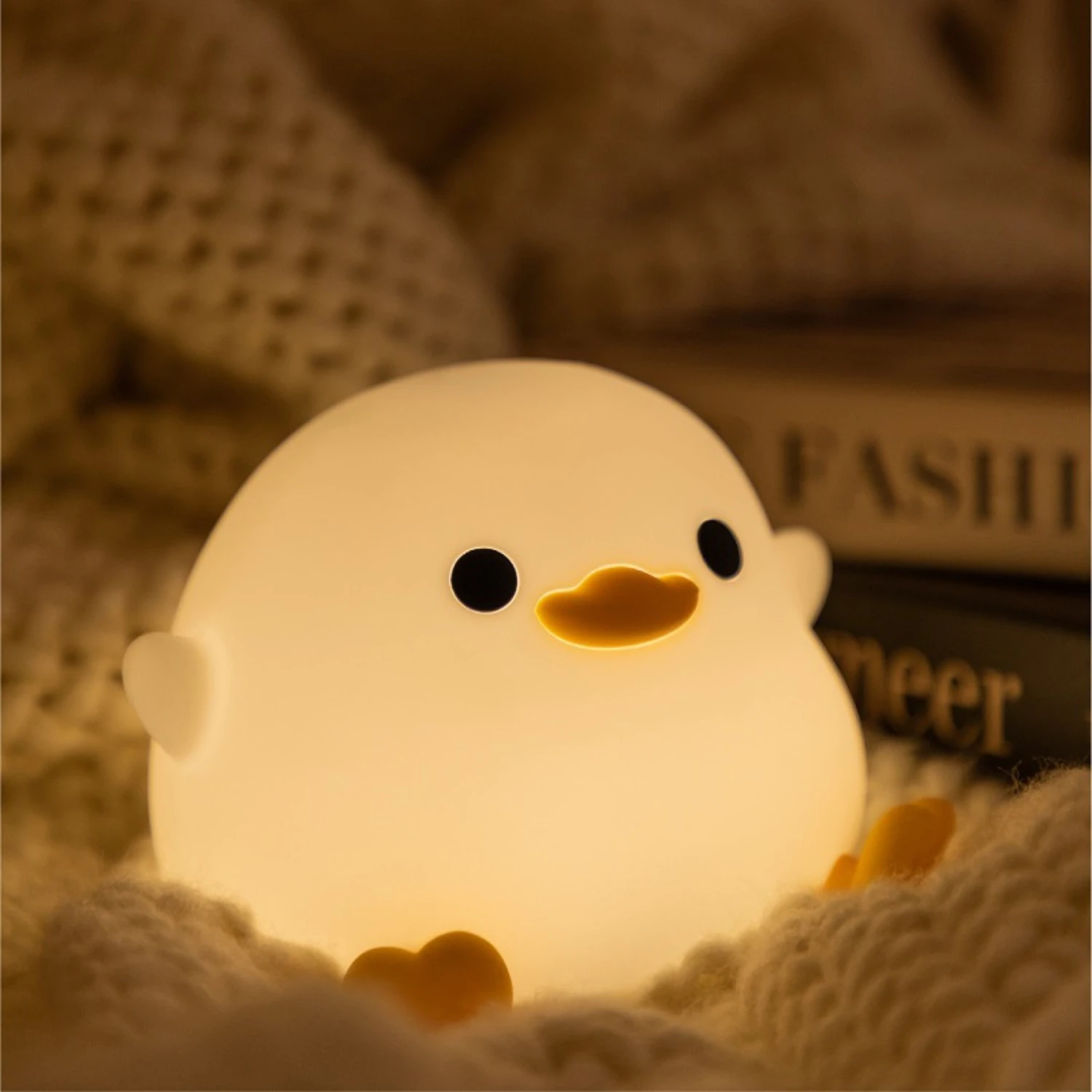 Lampe de Nuit en Forme de Canard Rechargeable par USB avec Capteur Tactile, Veilleuse de Dessin Animé pour Enfants, Créer une Belle Signe des Escales dans la Chambre