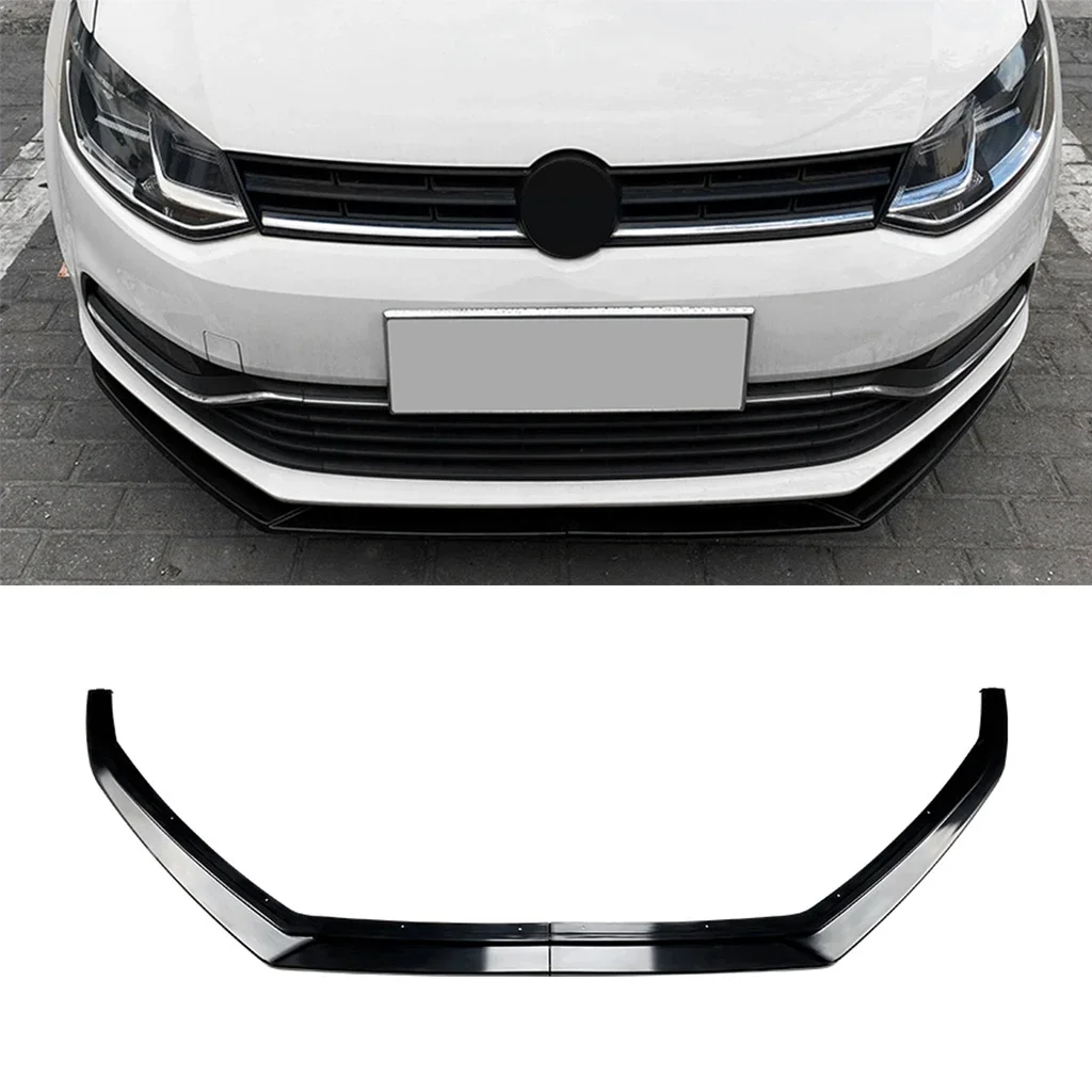 

New! Front Bumper Lip Spoiler Splitter For Volkswagen Polo 6R 6C 2009 2010 2011 2012-2017 ABS Glossy black Car Styling Body kits