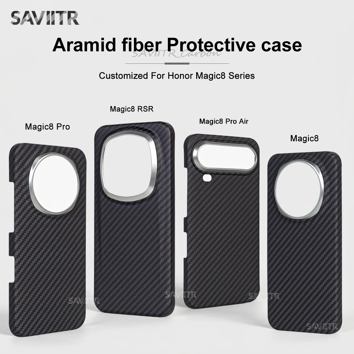 

SAVIITR For Honor Magic 8/8 Pro/8 RSR/8 Pro Air Genuine Carbon Fabric Aramid Fiber Case Ultra-thin Lightweight Magnetic Cover
