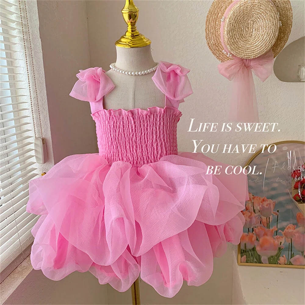 23181 Summer Children\'s Princess Dress Girl\'s Fluffy Skirt Mesh Skirt Suspender Skirt Kid Dress